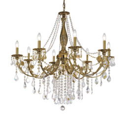 Pisani Crystal Crystal Multi Arm Chandeliers 8 Light Antique Brass