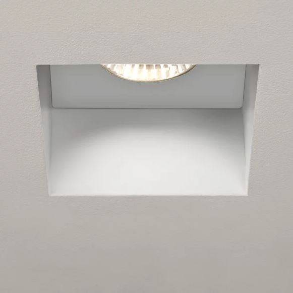 Trimless 1 Light Square Bathroom Recessed Spotlight White IP65, GU10