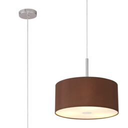 Baymont Polished Chrome 3 Light E27 Single Pendant With 40cm x 18cm Dual Faux Silk Shade, Cocoa/Grecian Bronze