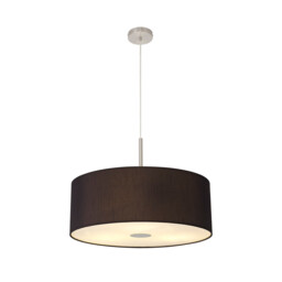 Baymont Satin Nickel E27 Single Pendant With 60cm Faux Silk Shade, Black/White Laminate - thumbnail 5