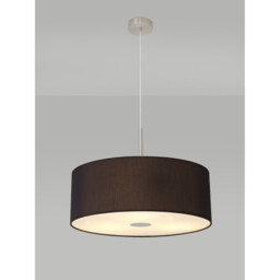Baymont Satin Nickel E27 Single Pendant With 60cm Faux Silk Shade, Black/White Laminate - thumbnail 2
