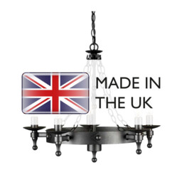 Warwick 5 Light Chandelier Graphite Black Finish, E14 - thumbnail 5