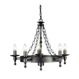 Warwick 5 Light Chandelier Graphite Black Finish, E14 - thumbnail 1