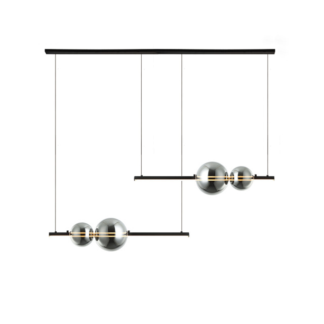 Kastoria Bar Pendant Ceiling Light Black Matt - Smoked Glass LED 3000K Dimmable - image 1