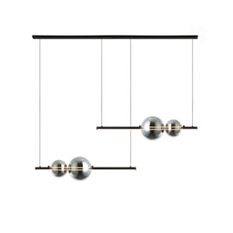 Kastoria Bar Pendant Ceiling Light Black Matt - Smoked Glass LED 3000K Dimmable - thumbnail 1