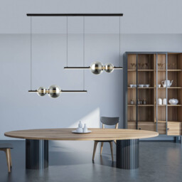 Kastoria Bar Pendant Ceiling Light Black Matt - Smoked Glass LED 3000K Dimmable - thumbnail 2