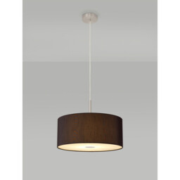 Baymont Satin Nickel E27 Single Pendant With 40cm x 18cm Faux Silk Shade, Black/White Laminate - thumbnail 2