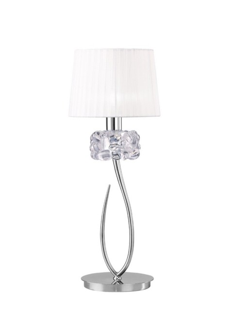 Loewe Table Lamp 1 Light E27 Large, Polished Chrome with White Shade - image 1