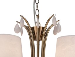 Andrea Ceiling Pendant 100cm Round, Antique Brass, White Shades, White Crystal Droplets - thumbnail 5