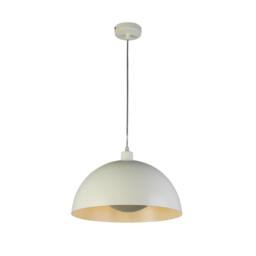 Mars Dome Celling Pendant, Matt Cream Metal & Cream Inner 40cm - thumbnail 1