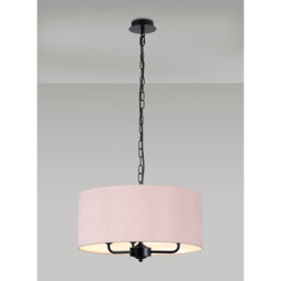 Banyan 3 Light Multi Arm Pendant With 50cm x 20cm Dual Faux Silk Fabric Shade Matt Black/Taupe - thumbnail 2
