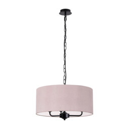 Banyan 3 Light Multi Arm Pendant With 50cm x 20cm Dual Faux Silk Fabric Shade Matt Black/Taupe - thumbnail 5
