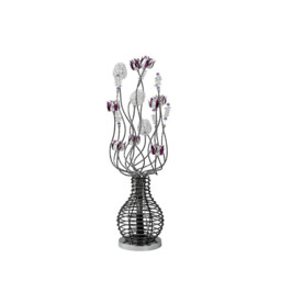 (DH) Viola Table Lamp 5 Light G4 Black/Purple/Chrome/Crystal, NOT LED/CFL Compatible - thumbnail 1