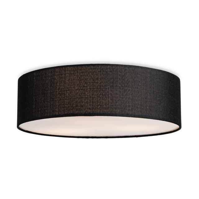 Camden Cylindrical Flush Ceiling Fitting Black Linen 3xE27