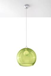 Ball 1 Light Glass Dome Ceiling Pendant Green, Chrome, E27 - thumbnail 3