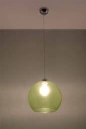 Ball 1 Light Glass Dome Ceiling Pendant Green, Chrome, E27 - thumbnail 5