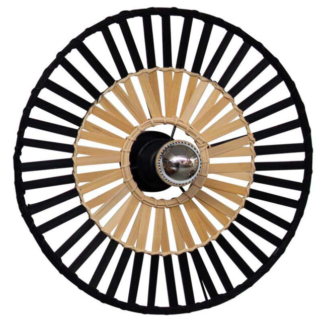 Silikou 40cm Semi Flush Ceiling Light Black - Natural Bamboo 1xE27 - image 1
