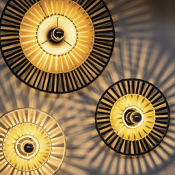Silikou 40cm Semi Flush Ceiling Light Black - Natural Bamboo 1xE27 - thumbnail 2