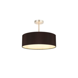 Baymont Satin Nickel 5 Light E27 Semi Flush Fixture, With 45cm x 15cm Faux Silk Shade, Black - thumbnail 1