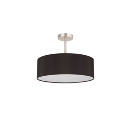 Baymont Satin Nickel 5 Light E27 Semi Flush Fixture, With 45cm x 15cm Faux Silk Shade, Black - thumbnail 5