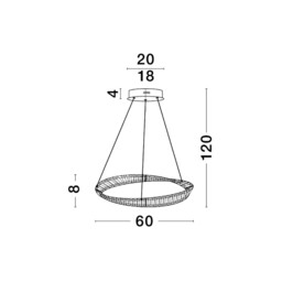 Aurelia Integrated LED Pendant Ceiling Light Gold Metal, Crystal LED 36W 3728.28Lm 3500K - thumbnail 2