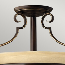 Cello 2 Light Semi Flush Ceiling Light Antique Bronze, E27 - thumbnail 2