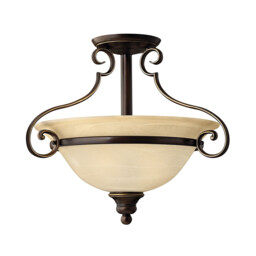 Cello 2 Light Semi Flush Ceiling Light Antique Bronze, E27 - thumbnail 1