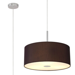 Baymont Polished Chrome 3 Light E27 Single Pendant With 50cm x 20cm Faux Silk Shade, Black/White Laminate