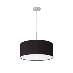 Baymont Polished Chrome 3 Light E27 Single Pendant With 50cm x 20cm Faux Silk Shade, Black/White Laminate - thumbnail 5