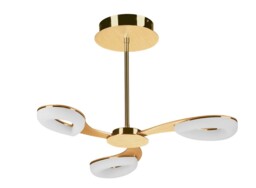 Juno Telescopic Semi Flush Convertible 3 Light 15W LED 3000K, 1350lm, Satin Gold, Frosted Acrylic, Gold - thumbnail 3