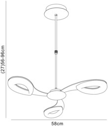 Juno Telescopic Semi Flush Convertible 3 Light 15W LED 3000K, 1350lm, Satin Gold, Frosted Acrylic, Gold - thumbnail 2
