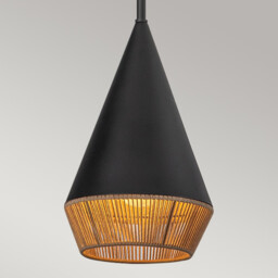 Alora Mood Daphne Slim Pendant Ceiling Light Contemporary Matt Black, Natural 1x E27 - thumbnail 2