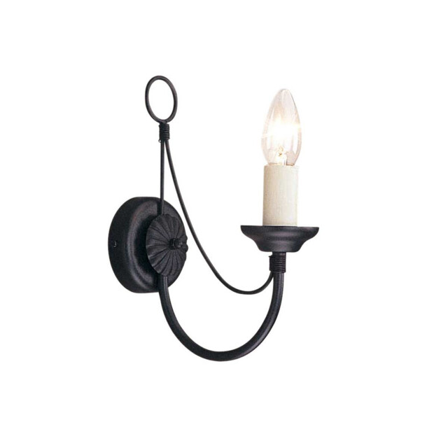 Carisbrooke 1 Light Indoor Candle Wall Light Black, E14 - image 1