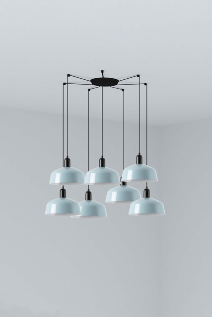 Tatawin Medium Cluster Pendant Ceiling Light Satin Black, Gloss Grayish Blue 7x E27