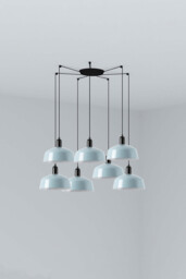 Tatawin Medium Cluster Pendant Ceiling Light Satin Black, Gloss Grayish Blue 7x E27