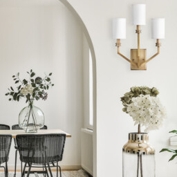 Hinkley Moore Candle Wall Lamp Traditional Heritage Brass, Ivory Linen Shade 3x E14 - thumbnail 2