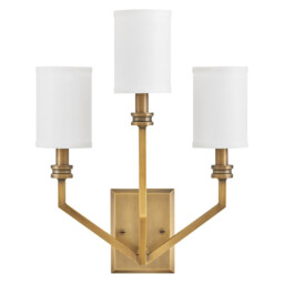 Hinkley Moore Candle Wall Lamp Traditional Heritage Brass, Ivory Linen Shade 3x E14