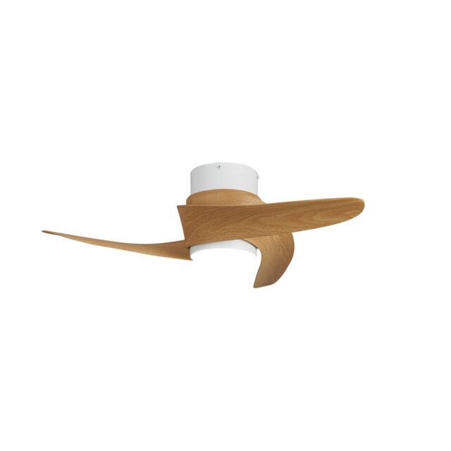 Groenland XS 79.5cm 30W LED Dimmable Ceiling Light With 24W DC Fan, 2700-5000K Remote Control, 2640lm, Wood Effect/White - image 1