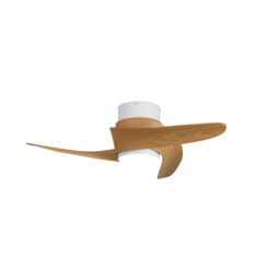 Groenland XS 79.5cm 30W LED Dimmable Ceiling Light With 24W DC Fan, 2700-5000K Remote Control, 2640lm, Wood Effect/White