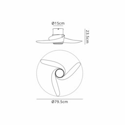 Groenland XS 79.5cm 30W LED Dimmable Ceiling Light With 24W DC Fan, 2700-5000K Remote Control, 2640lm, Wood Effect/White - thumbnail 3