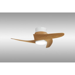 Groenland XS 79.5cm 30W LED Dimmable Ceiling Light With 24W DC Fan, 2700-5000K Remote Control, 2640lm, Wood Effect/White - thumbnail 2