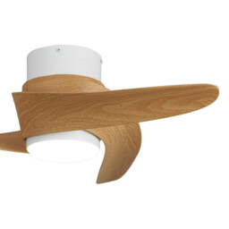 Groenland XS 79.5cm 30W LED Dimmable Ceiling Light With 24W DC Fan, 2700-5000K Remote Control, 2640lm, Wood Effect/White - thumbnail 5