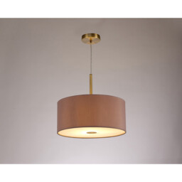 Baymont Antique Brass E27 Single Pendant With 40cm x 18cm Dual Faux Silk Shade, Taupe/Halo Gold - thumbnail 2