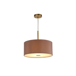Baymont Antique Brass E27 Single Pendant With 40cm x 18cm Dual Faux Silk Shade, Taupe/Halo Gold - thumbnail 5