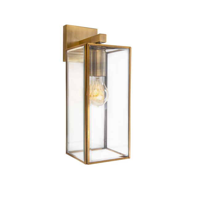 Flavio Wall Lantern Antique Metal Brass Clear Glass LED E27 - image 1