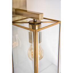Flavio Wall Lantern Antique Metal Brass Clear Glass LED E27 - thumbnail 2