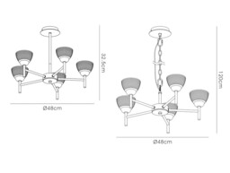 Avalon Ceiling 5 Light G9 Ceiling Pendant, Semi Ceiling, Polished Chrome with Clear Prismatic Glass - thumbnail 3