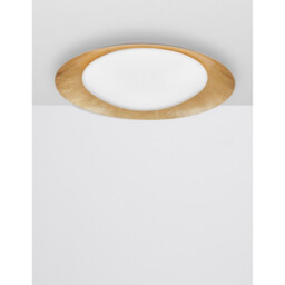 Zano 50cm Integrated LED Semi Flush Light Metal, White Outside Golden Leaf Inside LED 28W 1400Lm 3000K - thumbnail 3
