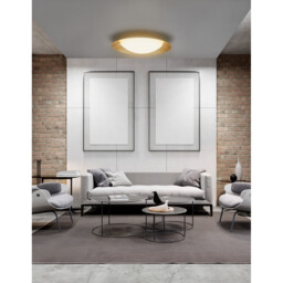 Zano 50cm Integrated LED Semi Flush Light Metal, White Outside Golden Leaf Inside LED 28W 1400Lm 3000K - thumbnail 2