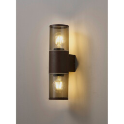 Kirkwood Outdoor Wall Lamp 2 Light E27, IP54, Matt Brown, Smoked - thumbnail 3